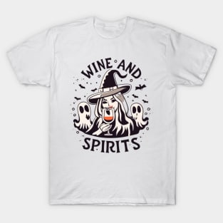 Wine and Spirits Halloween Witch T-Shirt